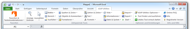 Excel 2010 mit ASAP Utilities